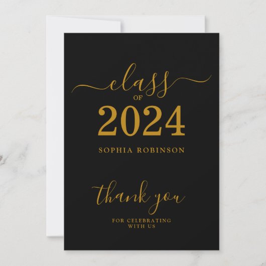 Classe de 2024 Gold Black Graduation Carte de reme (Devant)