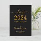 Classe de 2024 Gold Black Graduation Carte de reme (Debout devant)