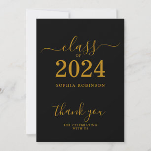 Classe de 2024 Gold Black Graduation Carte de reme