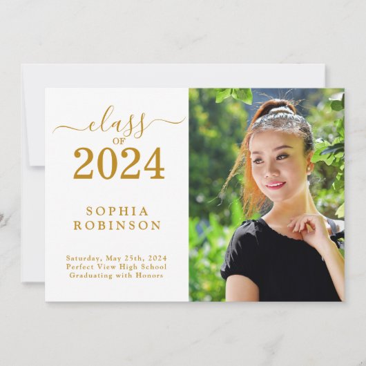 Classe de 2024 Photo Simple Graduation Faire-part (Devant)