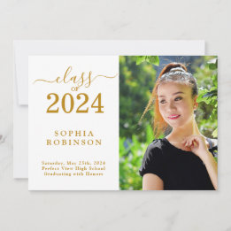 Classe de 2024 Photo Simple Graduation Faire-part