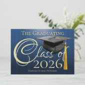 Classe de 2025 Bleu Graduation Faire-part (Debout devant)