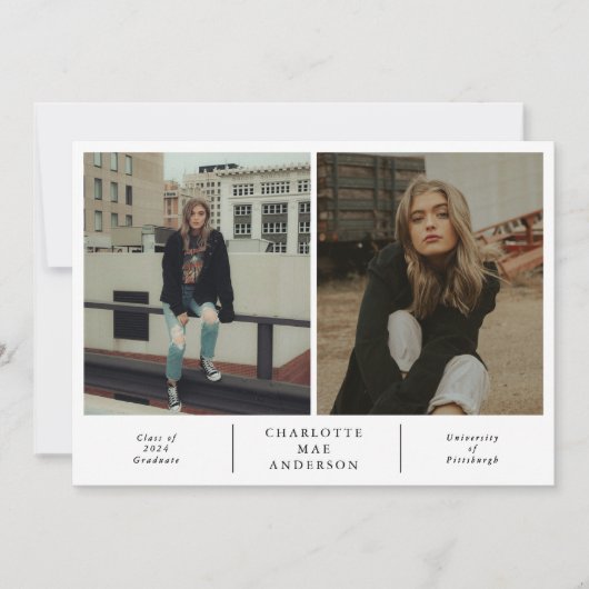 Classe de 2025 Faire-part de graduation 2 Photos (Devant)