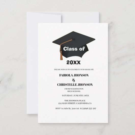 Classe de 2025 faire-part de graduation double (Dos)