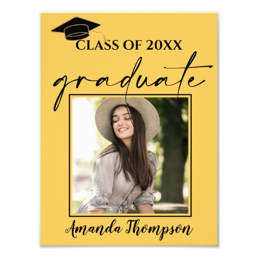 Classe De 2025 Faire-part Diplômé En Photo Jaune (Devant)