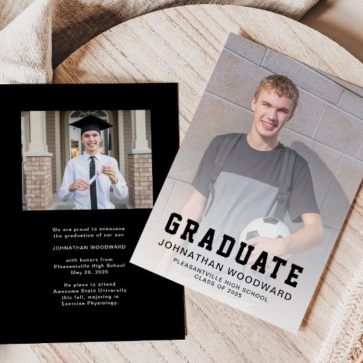 Classe de 2025 Photos Black Graduation Faire-part