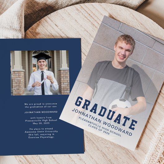 Classe de 2025 Photos Marine Blue Grad Faire-part