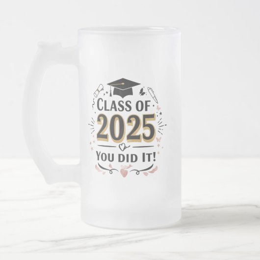 Classe de 2025 Pink & Gold Graduation Mug (Gauche)
