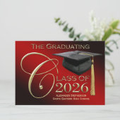 Classe de 2025 Red Gold Graduation Faire-part (Debout devant)