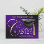 Classe de 2025 Rich Purple Graduation Faire-part (Debout devant)