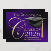 Classe de 2025 Rich Purple Graduation Faire-part (Devant / Derrière)