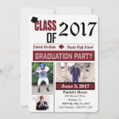 Classe de 20XX Grad Party Invitations - burgandy (Devant)