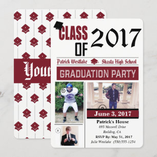 Classe de 20XX Grad Party Invitations - burgandy