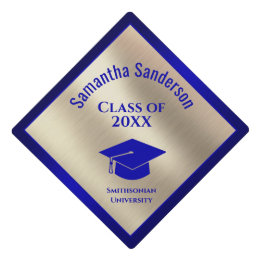 Classe de Bleu Metallic Gold Graduation Cap 2024