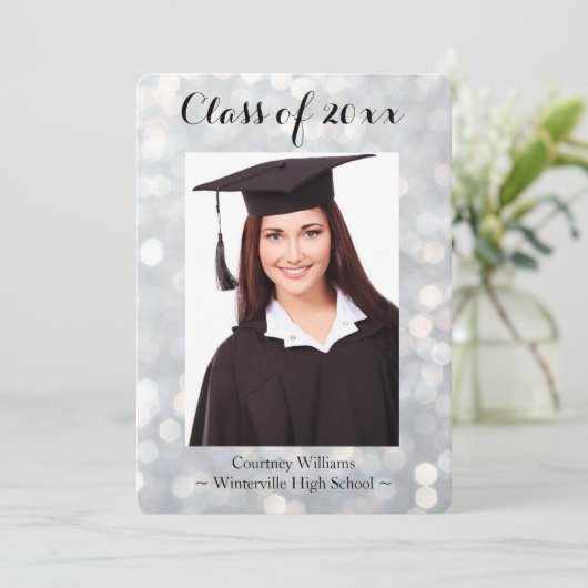 Classe de graduation Silver Sparkly Faire-part pho (Debout devant)