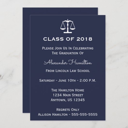 Classe De Invitation De Diplôme De 2018 (Minuit) (Devant / Derrière)