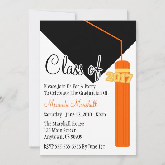 Classe De Invitation De Diplôme De Tassel 2017 (Or (Devant)