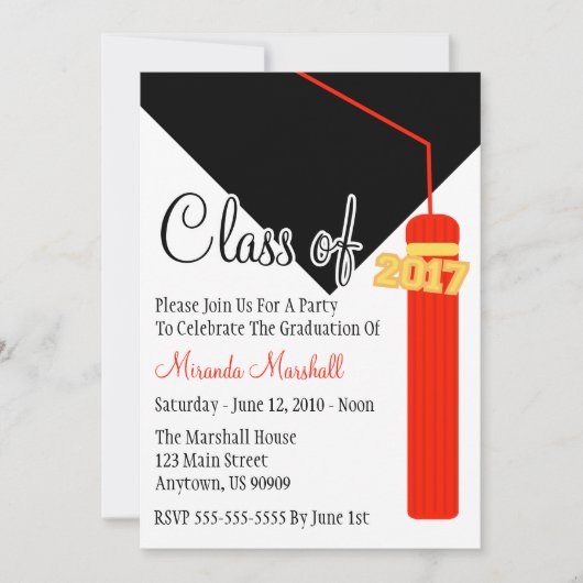 Classe De Invitation De Diplôme De Tassel 2017 (Ro (Devant)
