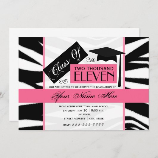 Classe de Invitation d'inscription Zebra Print & P (Devant / Derrière)