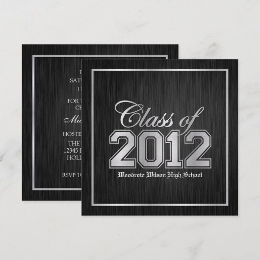 Classe de invitations de diplômes Premium Silver 2 (Devant / Derrière)