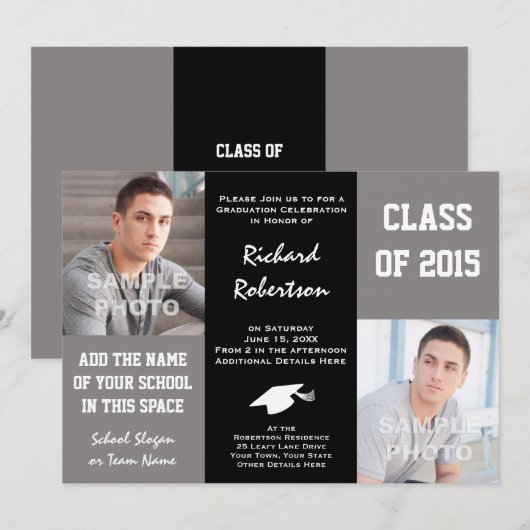 Classe de Invitations du Young Man's Graduation Pa (Devant / Derrière)