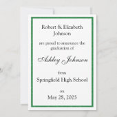 Classe de Parties scintillant verte du Faire-part (Dos)