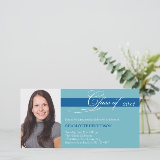 Classe de script bleu turquoise de faire-part de g (Debout devant)