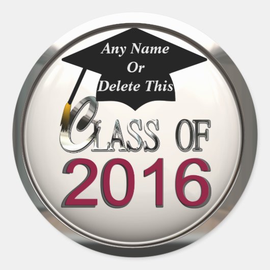 Classe De Stickers 2016 Maroon & Silver Graduation (Devant)
