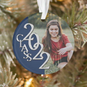 Classe d'études 2022 Photo Blue Silver Ornament