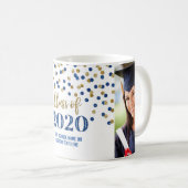 Classe d'or bleu de 2020 Photo Graduation Mug (Devant droit)