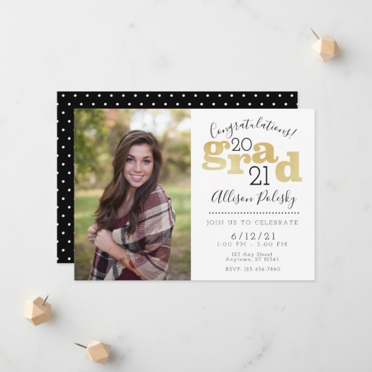 Classe d'or noir moderne 2022 Invitation (Devant/Arrière en situation)