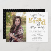 Classe d'or noir moderne 2022 Invitation (Devant / Derrière)