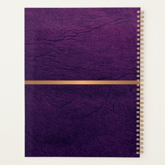 Classé élégant en cuir violet or monogrammed (Dos)