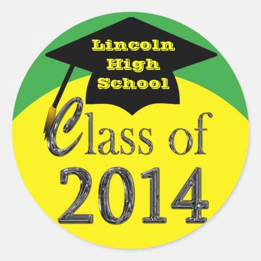 Classe Jaune Et Vert Des Stickers Graduation 2014 (Devant)
