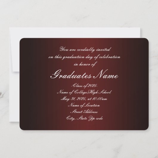 Classe Maroon et Blanc de 2025 Invitations (Dos)