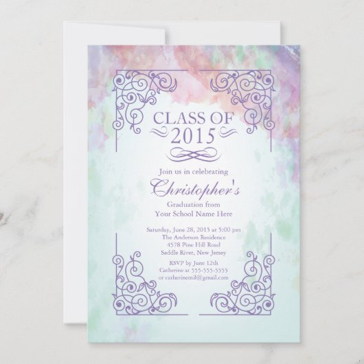 Classe moderne de 2015 Graduation Party Invitation (Devant)