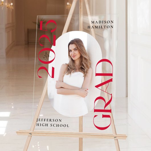 Classe moderne de 2025 Red Photo Graduation Welcom