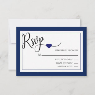 Classé Moderne Marine Bleu & Blanc RSVP Menu Maria