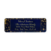 Classé Noël Bleu Or étoiles Étiquette (Devant)