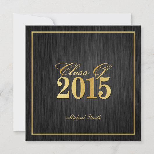 Classe "Or" élégante de 2015 Graduation Invitation (Devant)