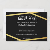 Classe or et noir moderne des invitations photo (Dos)