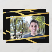 Classe or et noir moderne des invitations photo (Devant / Derrière)