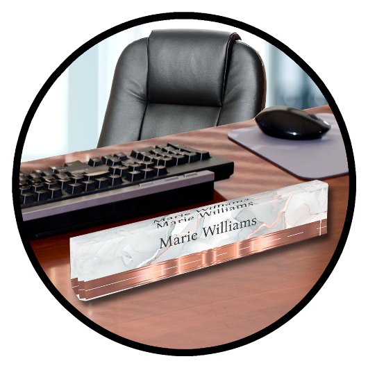 Classé Or Tone Dames Monogramme Bureau Plaque d'id