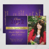 Classe pourpre vintage des invitations d'obtention (Devant / Derrière)