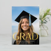 Classe Pressing Foil Gold GRAD de 22 Faire-part (Debout devant)