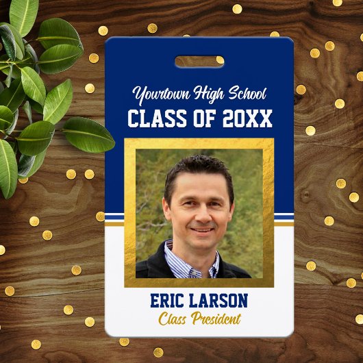 Classe Reunion Blue et Gold Photo ID Badge