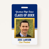 Classe Reunion Blue et Gold Photo ID Badge (Devant)
