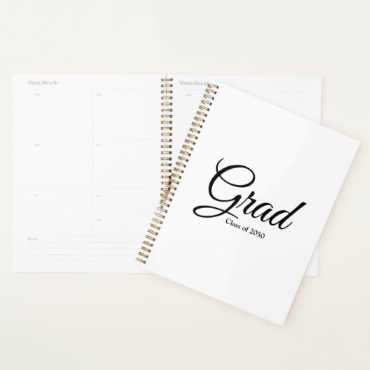Classe supérieure année noir blanc texte de script (Devant avec enveloppe)