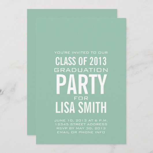 CLASSE VERTE DE MINT SIMPLE DE 2013 INVITATION À L (Devant / Derrière)