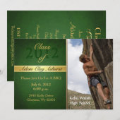 Classe verte vintage des invitations d'obtention (Devant / Derrière)